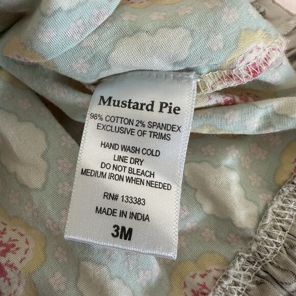 Mustard Pie Peasant Dress Size 3 Months Cottagecore Ruffle Floral Shabby Chic - Picture 10 of 12